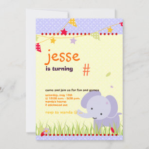 Blue Baby Elephant Personalisiertes Party Einladung