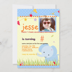 Blue Baby Elephant Personalisiertes Party Einladung