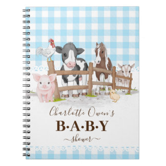 Blue Baby Farm Animals Baby Dusche Notizblock