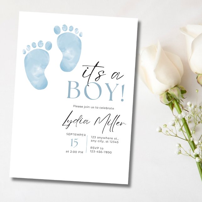 Blue Baby Feet Baby Shower Einladung, Junge Dusche Einladung (Von Creator hochgeladen)