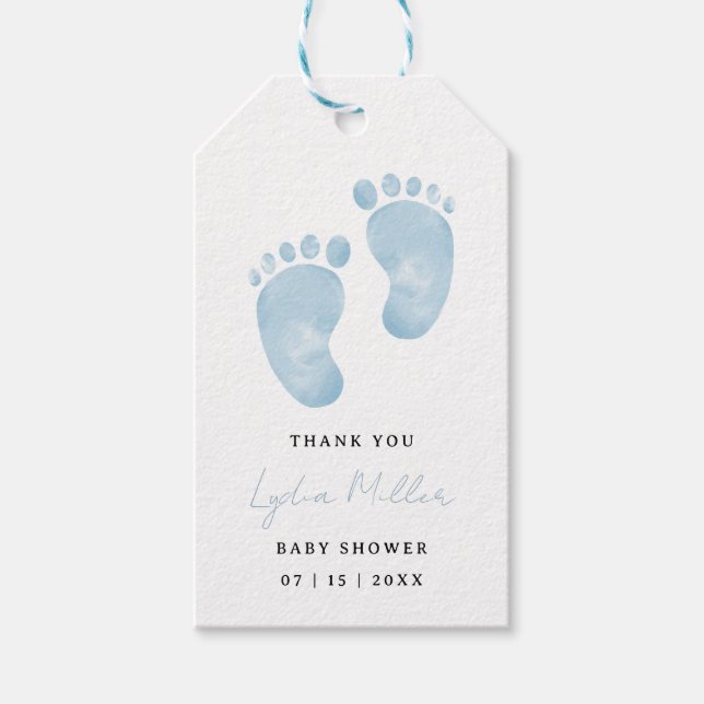 Blue Baby Feet Babydusche, Babydusche Geschenkanhänger (Vorderseite)