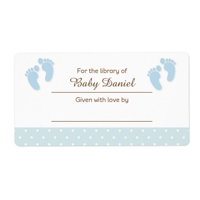 Blue Baby Feet Buchzeichen Etikett Aufkleber (Vorne)