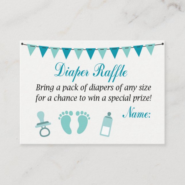 Blue Baby Feet Diaper Raffelkarten Platzkarte (Vorderseite)