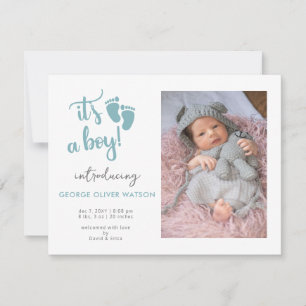 Blue Baby Feet ist eine junge Foto Geburtserklärun Ankündigung