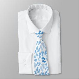 Blue Baby Foot Prints Neck Tie Krawatte