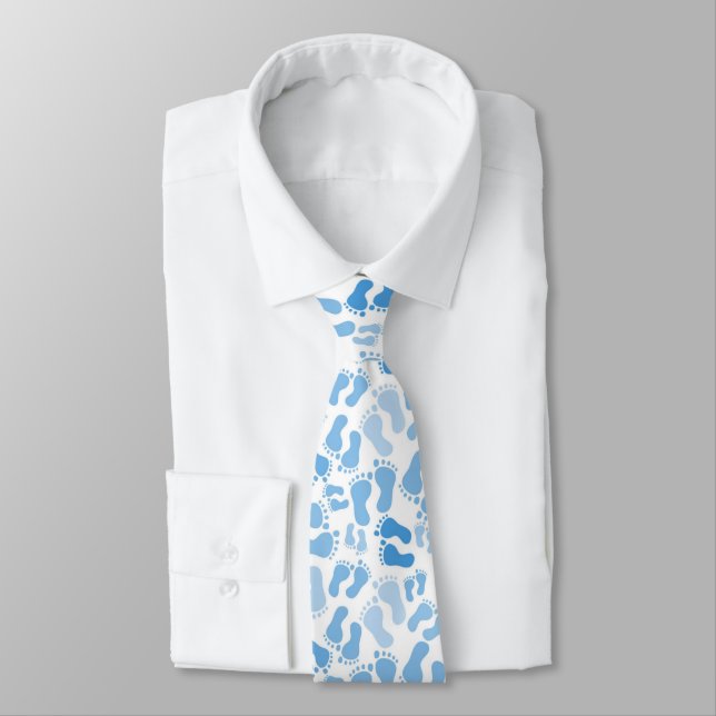 Blue Baby Foot Prints Neck Tie Krawatte (Gebunden)