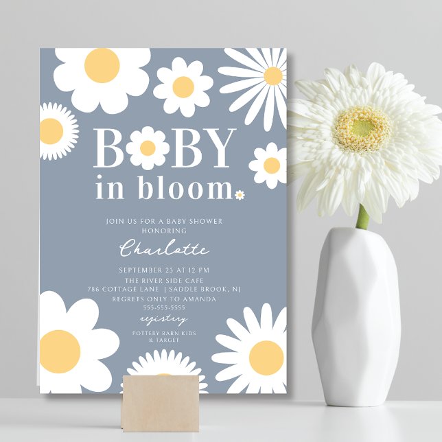 Blue Baby in Bloom Baby Dusche Einladung (Von Creator hochgeladen)
