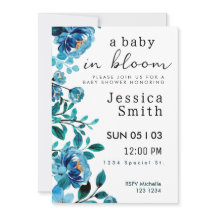 Blue Baby in Bloom Baby Shower Einladung