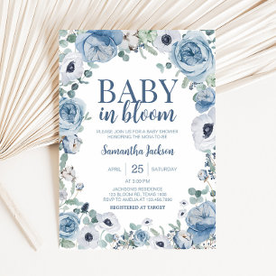 Blue Baby in Bloom Baby Shower Einladung