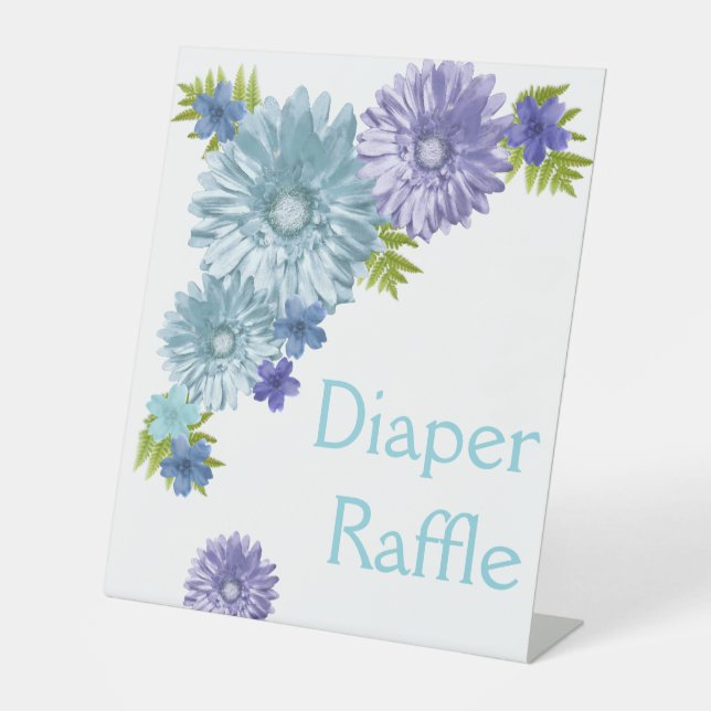 Blue Baby in Bloom Brunch Duschdusche Windeln Raff Sockelschild (Vorderseite)