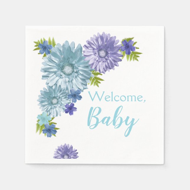 Blue Baby in Bloom Brunch Dusche Serviette (Vorderseite)