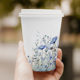 Blue Baby in Bloom Floral Wildblume Babydusche Pappbecher