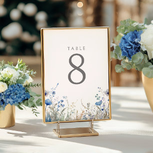 Blue Baby in Bloom Floral Wildblume Babydusche Tischnummer