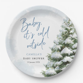 Blue Baby It's Cold Outside Baby Shower Pappteller