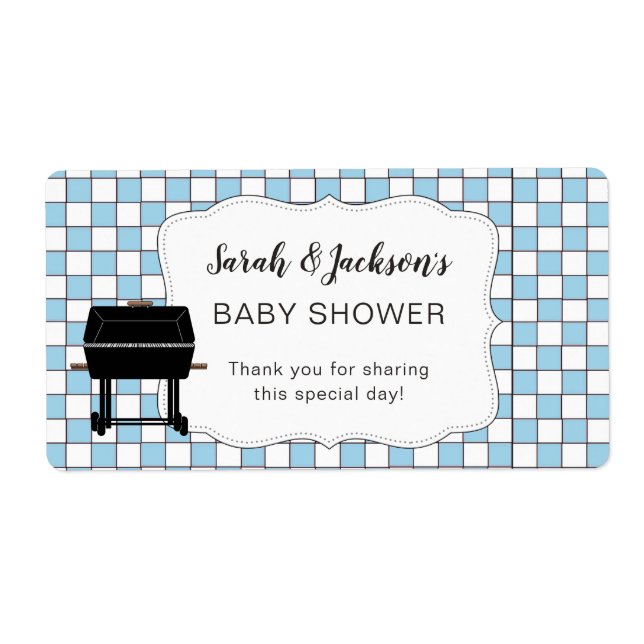Blue BaBy-Q Babydusche Gefallen für Wasserflasche  (Vorne)