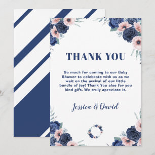 Blue Baby-Q Floral Rose Pastel GRILLEN Baby Shower Dankeskarte