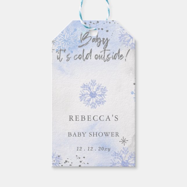 Blue Baby seine kalte Outdoor Winter Baby Dusche Geschenkanhänger (Vorderseite)