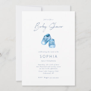 Blue baby shoes delicate Baby Shower Einladung