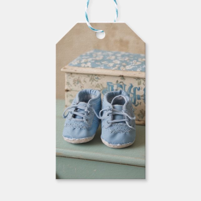 Blue Baby Shoes Geschenkanhänger (Vorderseite)
