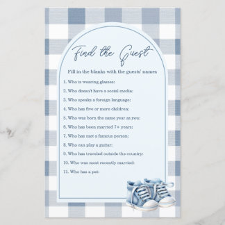 Blue Baby Shoes Gingham Find The Guest Game