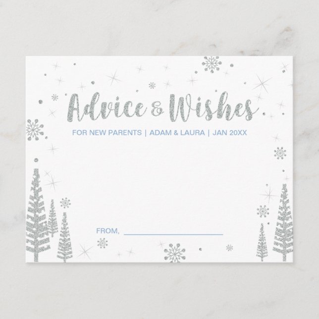 Blue Baby Shower Advice Card für Mama, Eltern Hinweiskarte (Vorderseite)