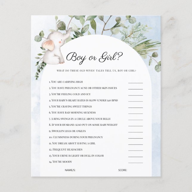 Blue Baby Shower Game (Vorderseite)