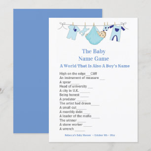 Blue Baby Shower Guessing Game Einladung