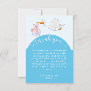 Blue Baby Shower Storch Danke Karte