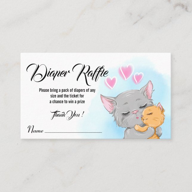 Blue Baby Showticket Cat Diaper Raffle Aktivität Platzkarte (Vorderseite)