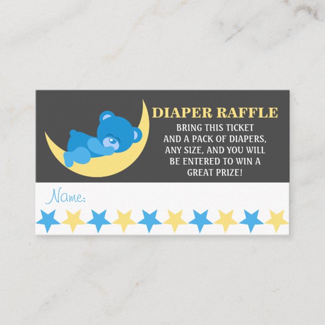 Blue Baby Sleeping Boy Bear Diaper Raffingtickets Begleitkarte (Vorderseite)