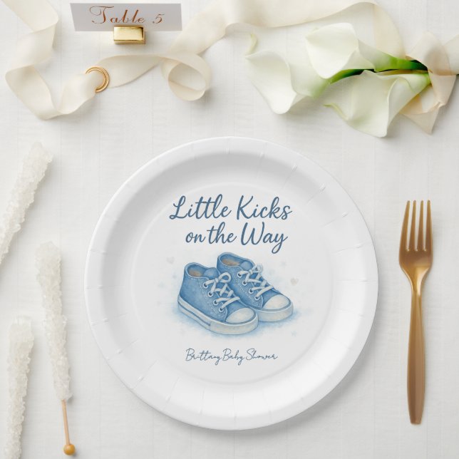 Blue Baby Sneakers Baby Dusche Pappteller (Hochzeit)