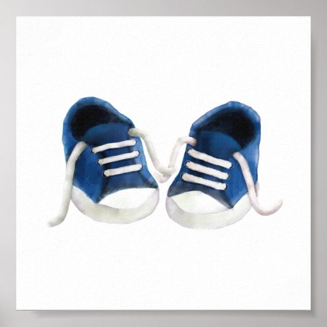 Blue Baby Sneakers Malerei Art Print Poster (Vorne)
