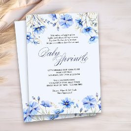 Blue Baby Sprinkle Gedicht Floral Baby Dusche Einladung