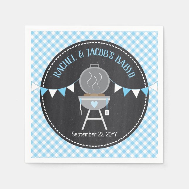 Blue BABYQ Bun in Oven Baby Boy Shower Serviette (Vorderseite)