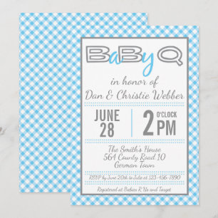 Blue BabyQ GRILLEN Baby Shower Einladung