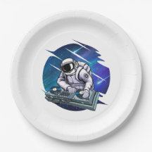 Blue Background Astronaut DJ Music Space