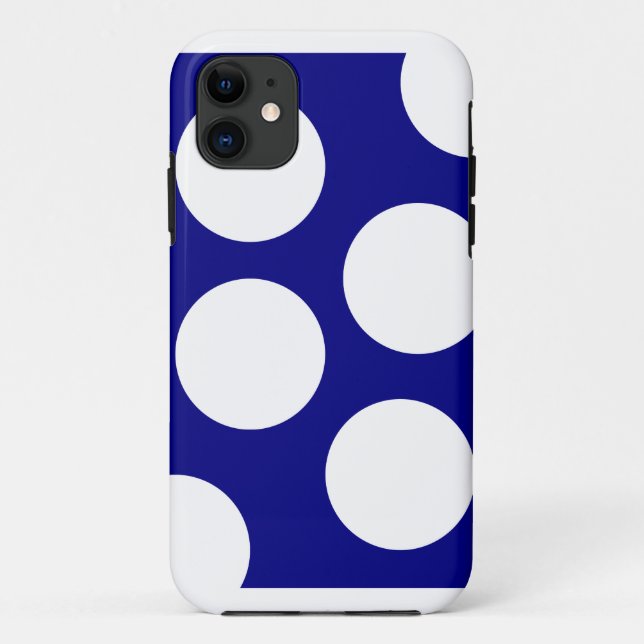 Blue Background & Large White Circles Polka Dot Case-Mate iPhone Hülle (Rückseite)