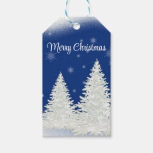 Blue Background mit dem Weihnachtsbaum Geschenkanhänger