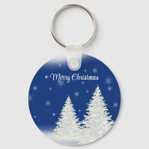 Blue Background mit dem Weihnachtsbaum Schlüsselanhänger