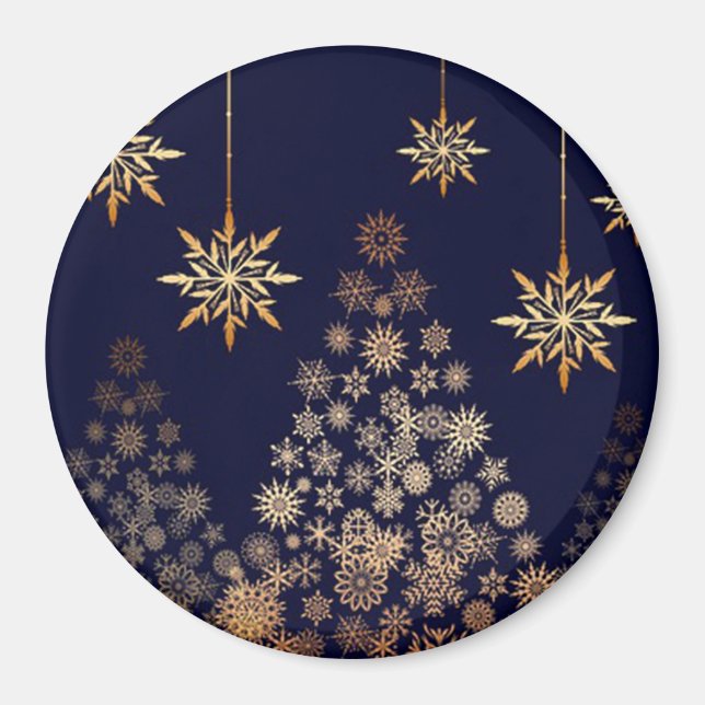 Blue Background mit Golden Christmas Tree Magnet (Vorne)