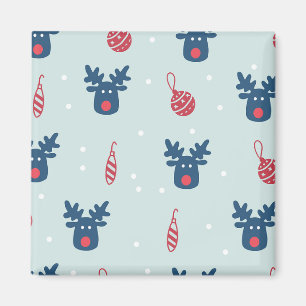 Blue Background mit Rudolph und Weihnachtsballen Magnet