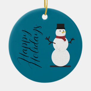 Blue Background mit Snowman-Geschenkboxen Keramik Ornament