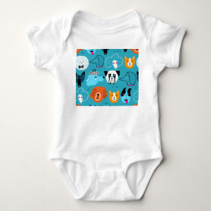 Blue Background, spielerisches Hundeschema. Baby Strampler