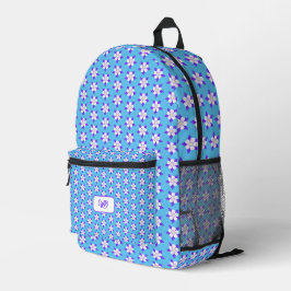 Blue Backpack Columbine Bedruckter Rucksack