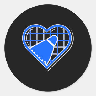 Blue Badminton Herz für Badminton Liebhaber Runder Aufkleber