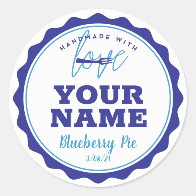 Blue Bakery Label Küchenaufkleber Runder Aufkleber (Vorderseite)