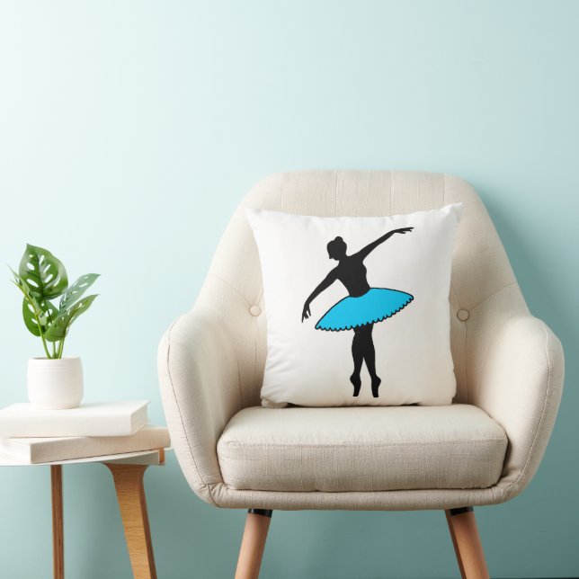 Blue Ballerina Silhouette Dancer En Pointe Tanz Kissen (Stuhl )