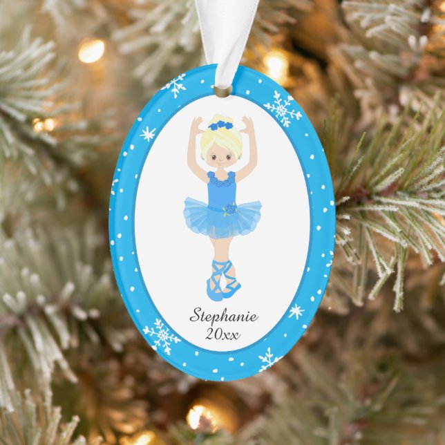 Blue Ballerina Snowflakes Personalisierte Weihnach Ornament (Baum)