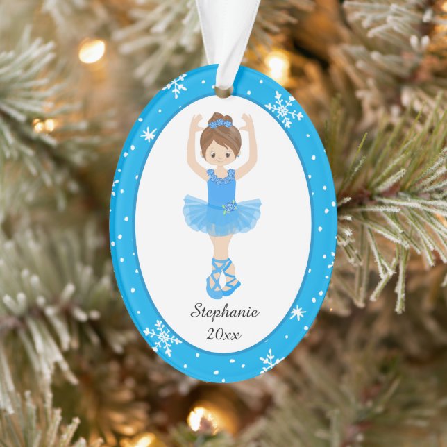 Blue Ballerina Snowflakes Personalisierte Weihnach Ornament (Baum)
