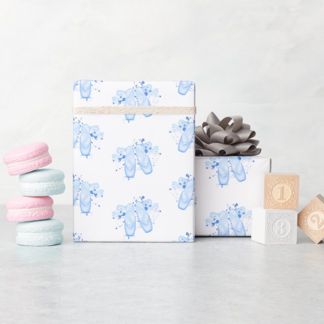 Blue Ballet Birthday Pointe Shoes Geschenkpapier (Babyparty)